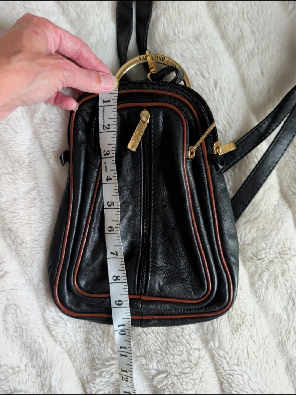 Valentino di Paolo Vintage Black/Brown Leather Backpack Purse
